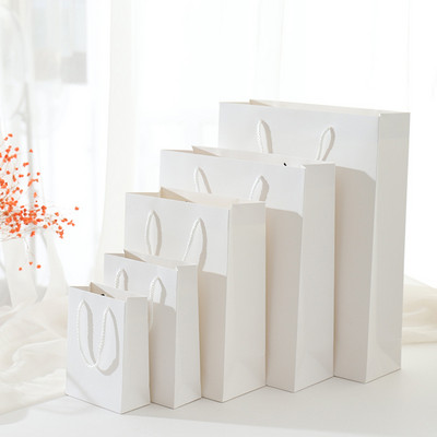 White Paperboard Gift Bag Paper Clothes Package Birthday Festival Christmas Party Gift Bag Various Sizes 40x10x30cm
