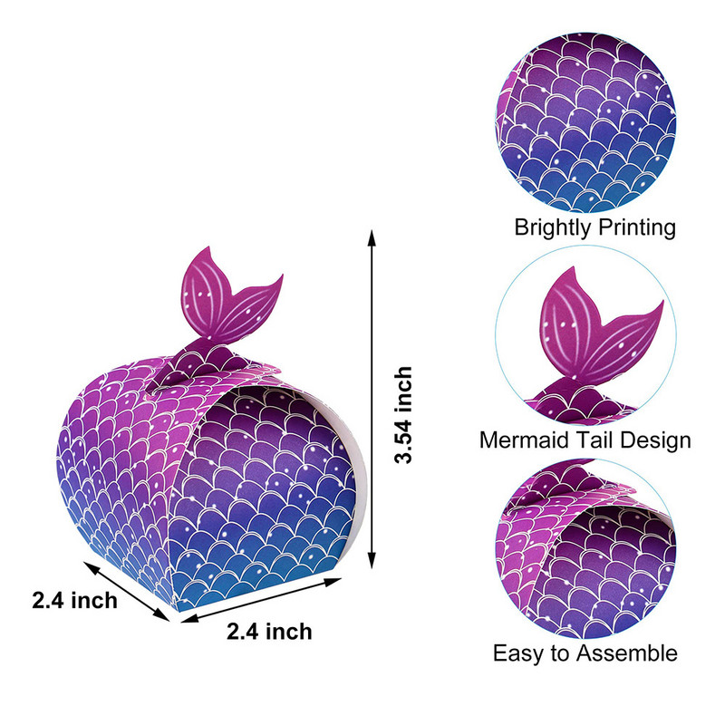 12 tk Merineitsi saba Väike Merineitsi sünnipäevapeokott Mere all Teemalised maiuspalad kotid Kommikarbid Väikesed kingitused külalistele