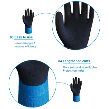 Ръкавици Wonder Grip Латексови водоустойчиви ръкавици с пълно покритие Найлонови сини работни ръкавици Студоустойчиви ръкавици за градинарство