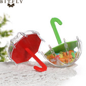 6 tk mini plastikust vihmavarju kujuga kommikarp Mitmevärviline kommikarp Pulma sünnipäeva jõulupeo beebi duši kinkekarbi pakend