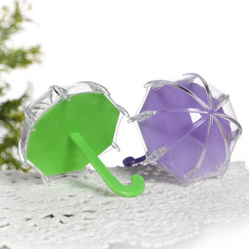 6Pcs Мини пластмасова кутия за бонбони във формата на чадър Многоцветна кутия за бонбони Сватба, рожден ден Коледно парти Baby Shower Кутия за подарък Опаковка