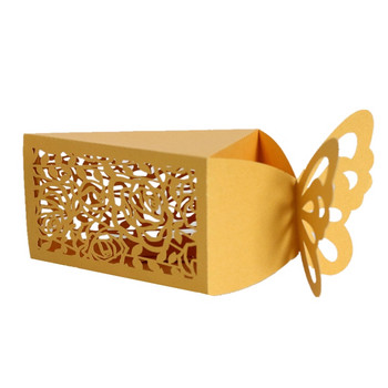 Laser Window Grille Rose Boxes for Candy Triangle Paper Butterfly Packaging Box Χονδρική για γαμήλιο πάρτι Πρωτοχρονιάτικη διακόσμηση