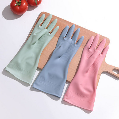 Household Dishwashing Gloves Men`s and Women`s Waterproof Extra Thick Durable Seasons Kitchen Laundry Rubber Thin Milk Cleaning