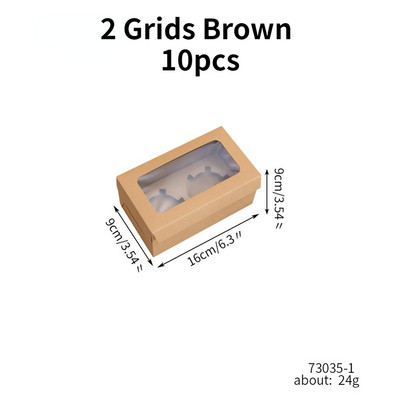 10 vnt Kraft popierinių keksiukų pakavimo dėžutė su langu Kartoninis pyragas Blynai sausainiai Saldainių dėžutė Vestuvių vakarėlio gimtadienio dovana 4 dydžiai