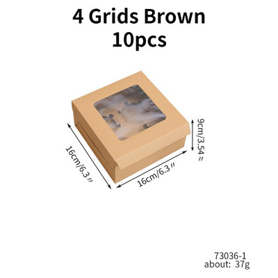 10 vnt Kraft popierinių keksiukų pakavimo dėžutė su langu Kartoninis pyragas Blynai sausainiai Saldainių dėžutė Vestuvių vakarėlio gimtadienio dovana 4 dydžiai