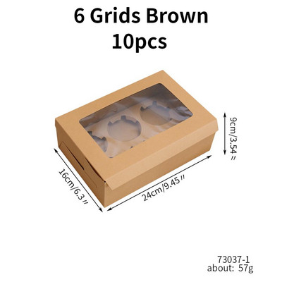 10 vnt Kraft popierinių keksiukų pakavimo dėžutė su langu Kartoninis pyragas Blynai sausainiai Saldainių dėžutė Vestuvių vakarėlio gimtadienio dovana 4 dydžiai