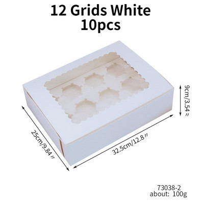 10 vnt Kraft popierinių keksiukų pakavimo dėžutė su langu Kartoninis pyragas Blynai sausainiai Saldainių dėžutė Vestuvių vakarėlio gimtadienio dovana 4 dydžiai