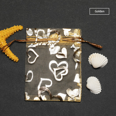 50 tk Südamekujundus Organza kotid Joonistatavad pulmapeokaunistused Kinkekotid Kotid Ehted Pakendikotid 7*9/9*12/11*16cm