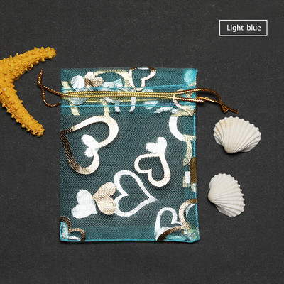 50 tk Südamekujundus Organza kotid Joonistatavad pulmapeokaunistused Kinkekotid Kotid Ehted Pakendikotid 7*9/9*12/11*16cm