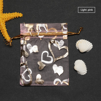 50 tk Südamekujundus Organza kotid Joonistatavad pulmapeokaunistused Kinkekotid Kotid Ehted Pakendikotid 7*9/9*12/11*16cm