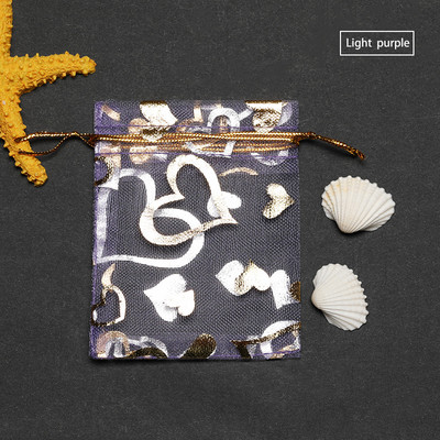 50 tk Südamekujundus Organza kotid Joonistatavad pulmapeokaunistused Kinkekotid Kotid Ehted Pakendikotid 7*9/9*12/11*16cm