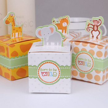 20 бр. Кутии за бонбони с животни Wild One Birthday Party Decor Детска кутия за опаковане на подаръци Чанта Safari Birthday Party Jungle Animal Box