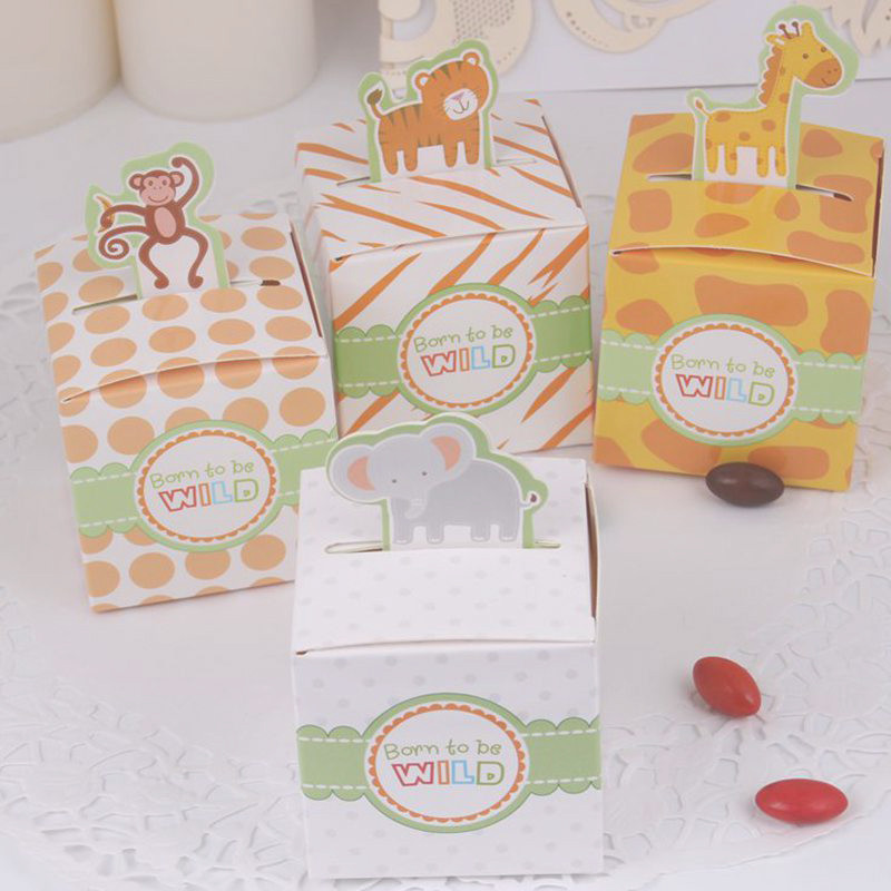20 tk Loomade kommikarbid Metsikud ühe sünnipäevapeo kujundusega lastele mõeldud kinkepakendi karbikott Safari sünnipäevapeo džungli loomakast
