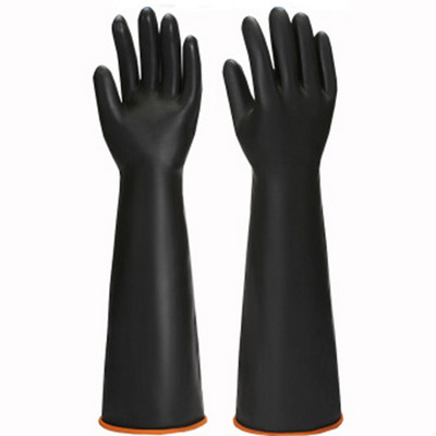 Mănuși negre din cauciuc rezistente la acizi pentru asigurări de muncă mari, rezistente la uzură și îngroșate din fabrică, impermeabile și rezistente la coroziune