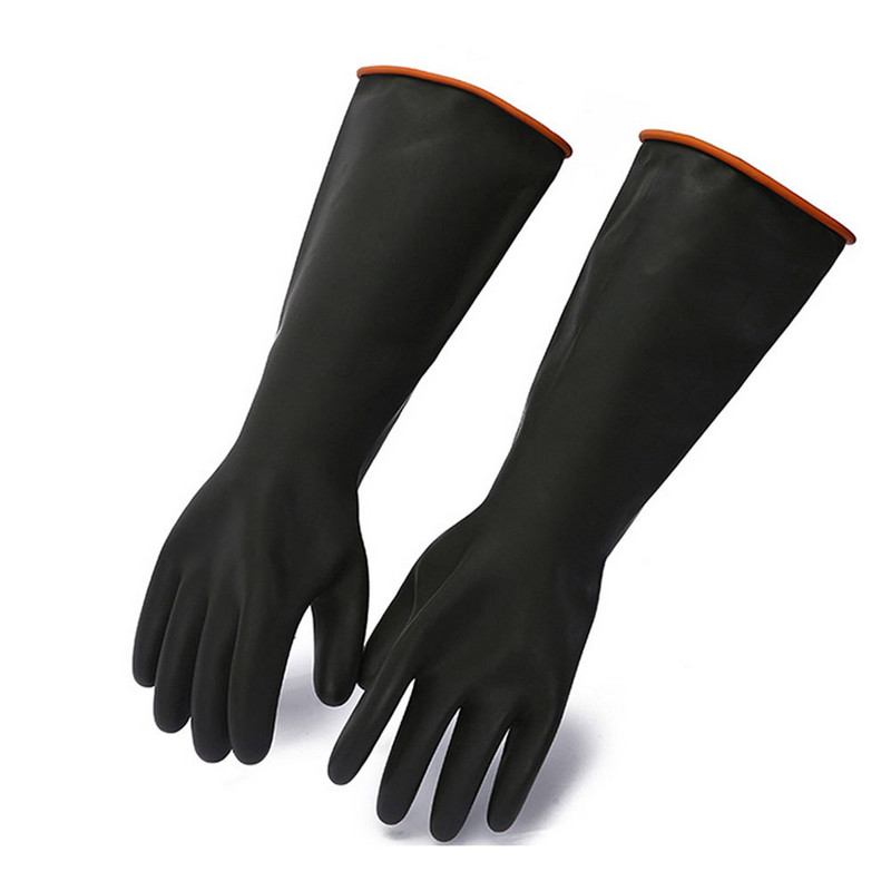 Juodai rūgščiai atsparios guminės pirštinės, skirtos gamykliškai sutirštintos didelės dilimui atsparios vandeniui ir korozijai darbo draudimui