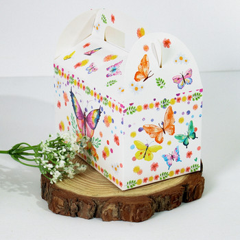 4бр. Кутия за опаковане на подаръци с пеперуди Деца за рожден ден Декорация за парти за бебешки душ Направи си сам кашон Кутия за бонбони Чанти Преносима хартиена кутия Картон