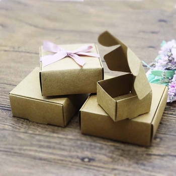 10бр. Винтидж кутии за подаръци от крафт хартия Сватба, Коледа, Рожден ден, Картонена опаковъчна кутия Направи си сам ръчно изработена кашон за съхранение на бонбони