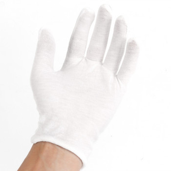 Памучни работни ръкавици Бели тънки Еластични голфове за многократна употреба Сухи ръце Овлажняващи Козметични Екзема Ръце Спа Монети Инспекция на бижута