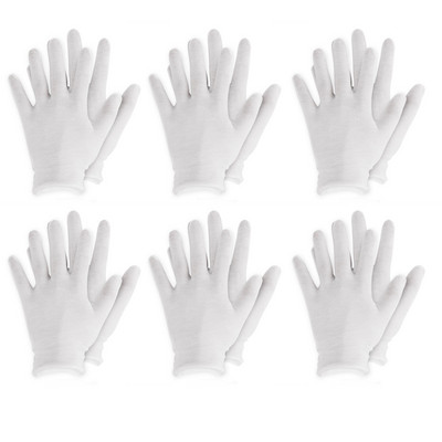 Puuvillased töökindad valged õhukesed korduvkasutatavad elastsed kindad kuivade käte niisutav kosmeetiline ekseem käte spaa mündi ehete ülevaatus