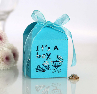 Slatke male kutije za pakiranje slatkiša za grickalice To je dječak plava poklon kutija s vrpcom za Baby Shower Potrepštine za krštenje, rođendanske zabave