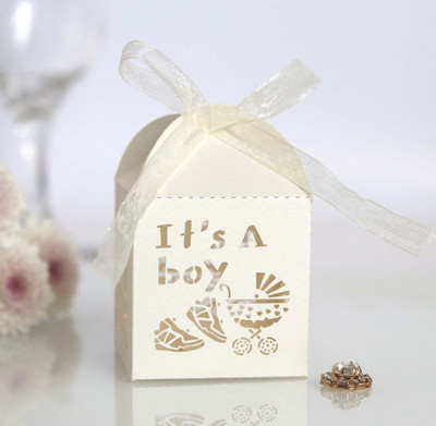 Slatke male kutije za pakiranje slatkiša za grickalice To je dječak plava poklon kutija s vrpcom za Baby Shower Potrepštine za krštenje, rođendanske zabave