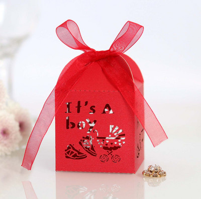 Slatke male kutije za pakiranje slatkiša za grickalice To je dječak plava poklon kutija s vrpcom za Baby Shower Potrepštine za krštenje, rođendanske zabave