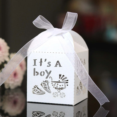Slatke male kutije za pakiranje slatkiša za grickalice To je dječak plava poklon kutija s vrpcom za Baby Shower Potrepštine za krštenje, rođendanske zabave