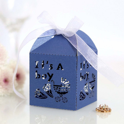 Slatke male kutije za pakiranje slatkiša za grickalice To je dječak plava poklon kutija s vrpcom za Baby Shower Potrepštine za krštenje, rođendanske zabave