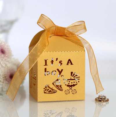 Slatke male kutije za pakiranje slatkiša za grickalice To je dječak plava poklon kutija s vrpcom za Baby Shower Potrepštine za krštenje, rođendanske zabave
