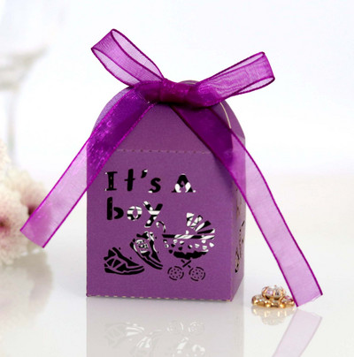 Slatke male kutije za pakiranje slatkiša za grickalice To je dječak plava poklon kutija s vrpcom za Baby Shower Potrepštine za krštenje, rođendanske zabave
