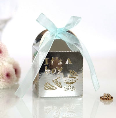 Slatke male kutije za pakiranje slatkiša za grickalice To je dječak plava poklon kutija s vrpcom za Baby Shower Potrepštine za krštenje, rođendanske zabave