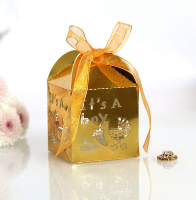 Slatke male kutije za pakiranje slatkiša za grickalice To je dječak plava poklon kutija s vrpcom za Baby Shower Potrepštine za krštenje, rođendanske zabave