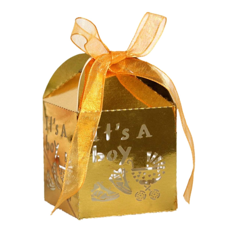 Slatke male kutije za pakiranje slatkiša za grickalice To je dječak plava poklon kutija s vrpcom za Baby Shower Potrepštine za krštenje, rođendanske zabave