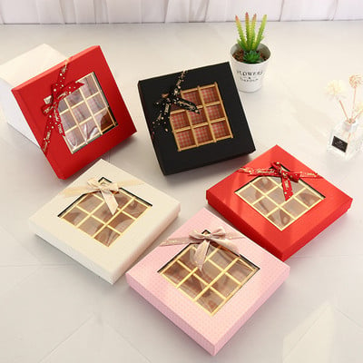 9/12 Grids Romantic Valentine Chocolate Box Candy Χειροποίητες τρούφες για ζευγάρι Στείλτε ένα δώρο Διακόσμηση γάμου με παράθυρα