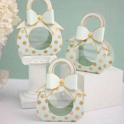 5 db Hordozható édességtáska Aranyos masni mini ajándéktáska doboz bulihoz babazuhany papír csokoládé cukorka doboz esküvői ajándékdobozok