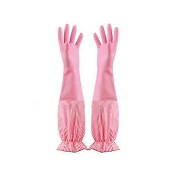 Γάντια πλυσίματος Πλύσιμο πιάτων Καουτσούκ καθαρισμού οικιακής χρήσης μακρύ παχύρρευστο γυναικεία γάντια μανίκια Floral γάντι αδιάβροχο κιτ