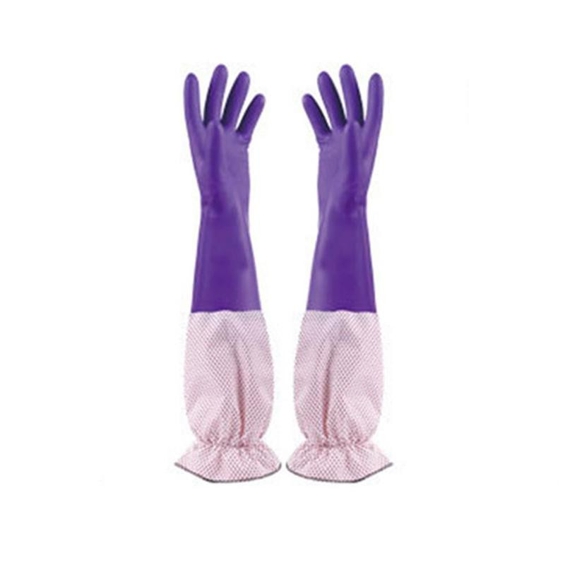 Pesukindad Nõudepesu Puhastus Kummist Vastupidav majapidamises Pikk paksenemine Naiste Kindad Varrukad Lillelised kindad Veekindel komplekt