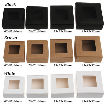 Χάρτινο κουτί Kraft 10 τμχ Καφέ/Μαύρο/Λευκό Χάρτινο Χειροποίητο Διάφανο Παράθυρο PVC Κουτιά σαπουνιού Craft Paper Wedding Candy Box 2021
