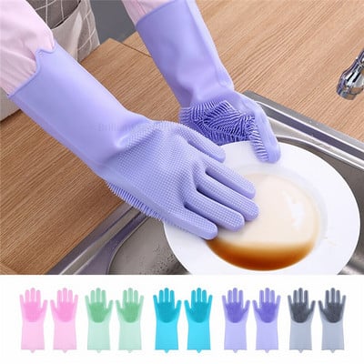 Silicone Dishwashing Gloves Bathroom Kitchen Cleaning Gloves Household Magic Gloves Cleaning For House Insulation Tools