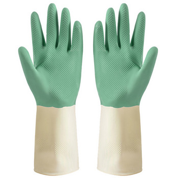1 чифт домакински ръкавици Латексови дебели ръкавици за многократна употреба за миене на съдове Кухненски скрубер Гъба за миене на съдове Гумени ръкавици Инструмент за почистване