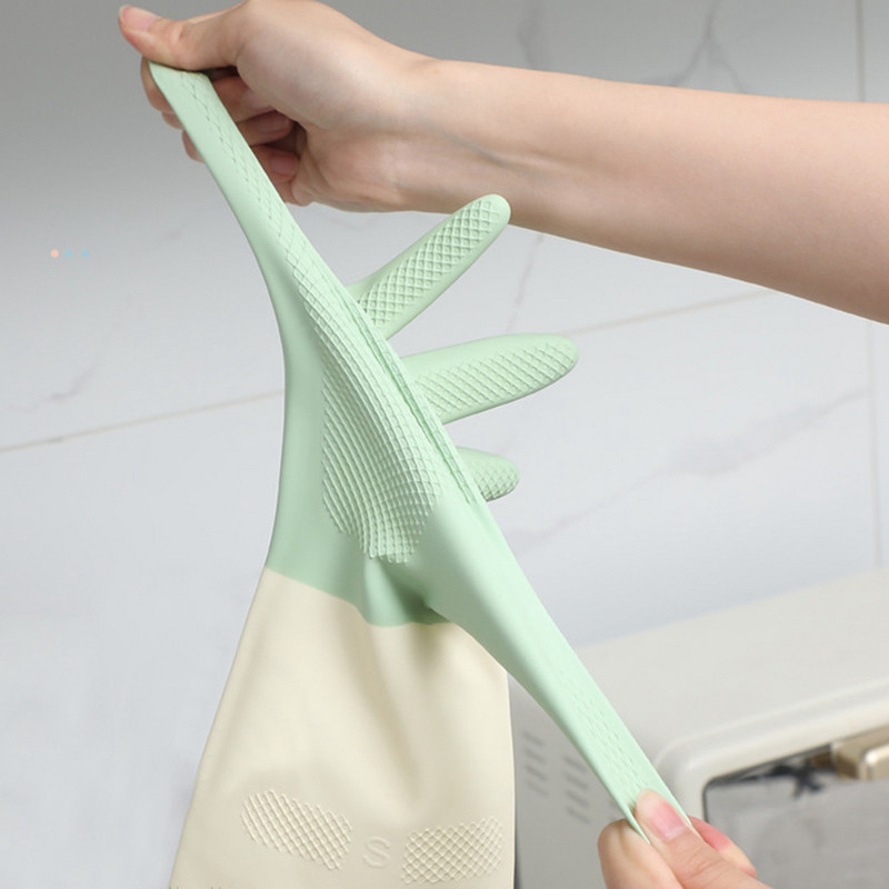 1 par kućanskih rukavica Debele rukavice za pranje posuđa od lateksa za višekratnu upotrebu Kuhinjska ribača Spužva za pranje posuđa Gumene rukavice Alat za čišćenje