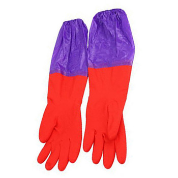 1 ζεύγος αδιάβροχο δοκάρι βελούδινο οικιακές εργασίες Μακριά μανσέτα Καουτσούκ Μπολ λατέξ Ρούχα Γάντια καθαρισμού ρούχων Ζεστά γάντια από καουτσούκ