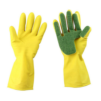 1 ζευγάρι παχύρρευστα γάντια λατέξ με γάντια από καουτσούκ από σφουγγάρι για πλύσιμο πιάτων Καθαρισμός οικιακής χρήσης Γάντια κήπου Guantes Cocina