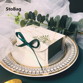 StoBag 20tk Roheline/Punane/Sinine kinkekarbis Sünnipäevapeo Pulmad Baby Shower Pakett Šokolaadiküpsised Koogi kaunistus paelaga
