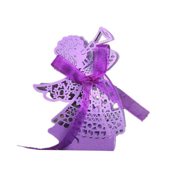 25 τμχ Χάρτινο κουτί σοκολάτας ροζ κοριτσιού Wedding Angel Box Laser Hollow Candy Boxes Συσκευασία για Baby Shower Προμήθειες γενεθλίων