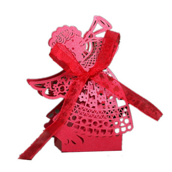 25 τμχ Χάρτινο κουτί σοκολάτας ροζ κοριτσιού Wedding Angel Box Laser Hollow Candy Boxes Συσκευασία για Baby Shower Προμήθειες γενεθλίων