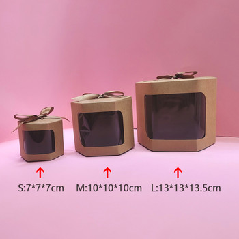 Κουτί κέικ συσκευασίας 1 ΤΕΜ. Χάρτινες τσάντες με διάφανο παράθυρο PVC Κουτί δώρου γενεθλίων για κορίτσια Παρουσιάζει γλυκά χαρτί Kraft με κορδέλα