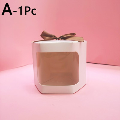 1 vnt torto dėžutės pakavimo popieriniai maišeliai su skaidriu PVC langu gimtadienio mergaičių dovanų dėžutė dovanoja saldumynų kraftpopierių su kaspinu