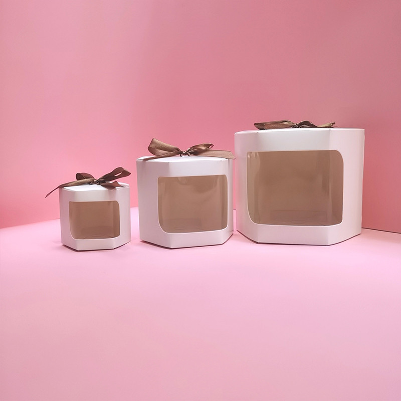 1 vnt torto dėžutės pakavimo popieriniai maišeliai su skaidriu PVC langu gimtadienio mergaičių dovanų dėžutė dovanoja saldumynų kraftpopierių su kaspinu
