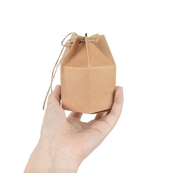 10 бр. Картонени кутии от крафт хартия с шестоъгълна форма Кутия за бисквитки за бонбони Сватба за Свети Валентин Малък пакет за подаръци Кутия за любими партита